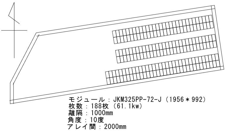 【18円】低圧61.1kW 利回り10%以上 年収入約135万円 群馬県桐生市2 パネル設置図
