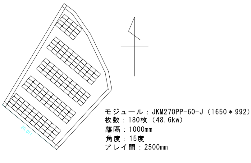 【24円】低圧48.6kW 利回り10%以上 年収入約143万円 群馬県前橋市 パネル設置図