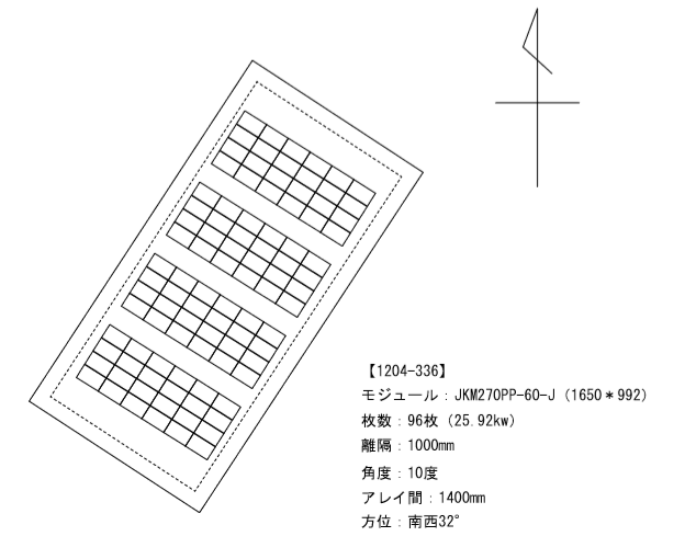【24円】低圧25.92kW 利回り10%以上 出力抑制なし 群馬県前橋市6 パネル設置図