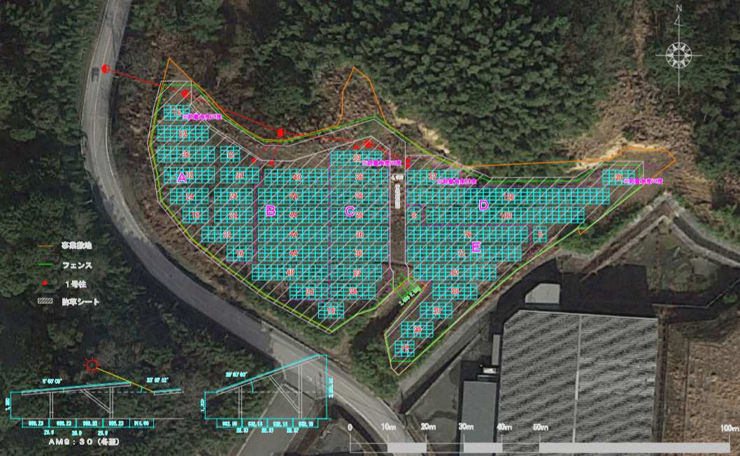 【36円】過積載77.76kW　5区画販売　年収入約278万円　福岡県嘉麻市木城A区画　レイアウト