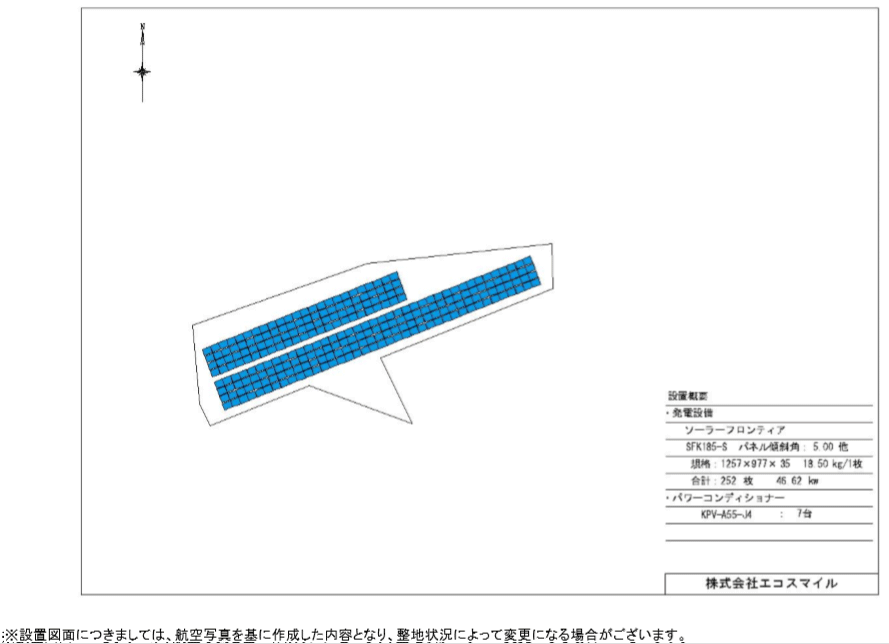 【18円】低圧46.62kW ローン可能 年収入約114万円 三重県松阪市63 パネルレイアウト