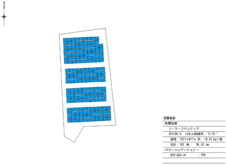 【14円】低圧35.52kW　ローン可能　ソーラーフロンティア製パネル使用　千葉県市原市56　パネルレイアウト