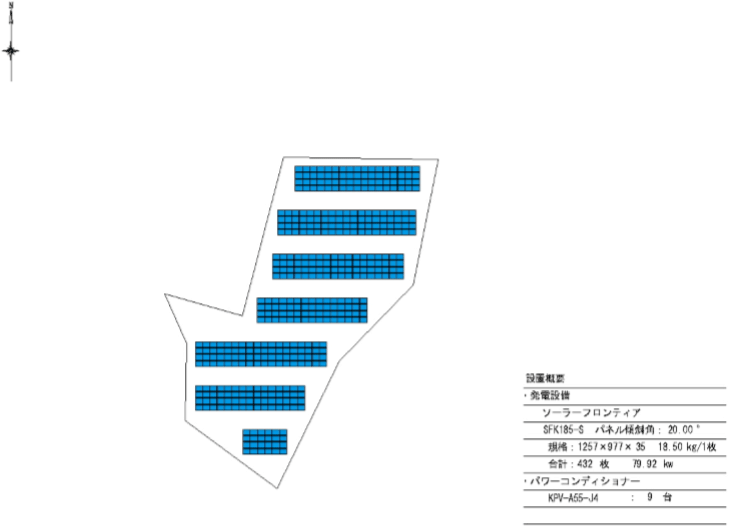 【18円】過積載79.92kW　ローン可能　ソーラーフロンティア製パネル使用　千葉県市原市40　パネルレイアウト