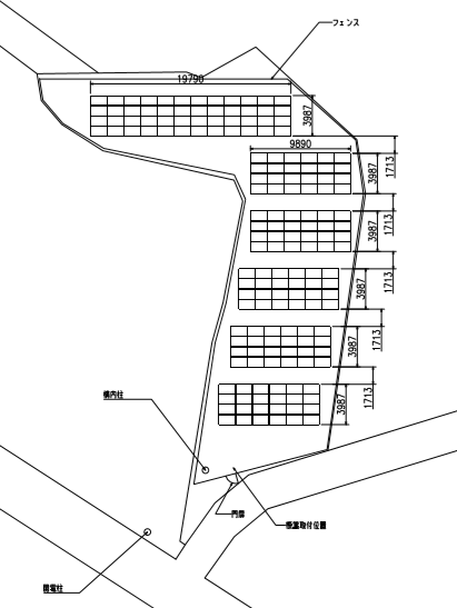 【18円】低圧52kW 利回り10%以上 年収入約119万円 兵庫県姫路市安富安志 パネルレイアウト