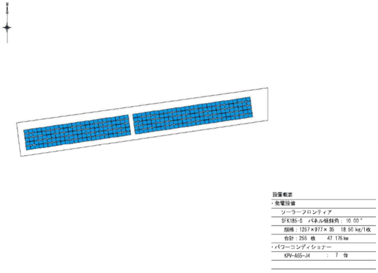 【14円】低圧62.16kW　ローン可能　ソーラーフロンティア製パネル使用　三重県津市351　パネルレイアウト