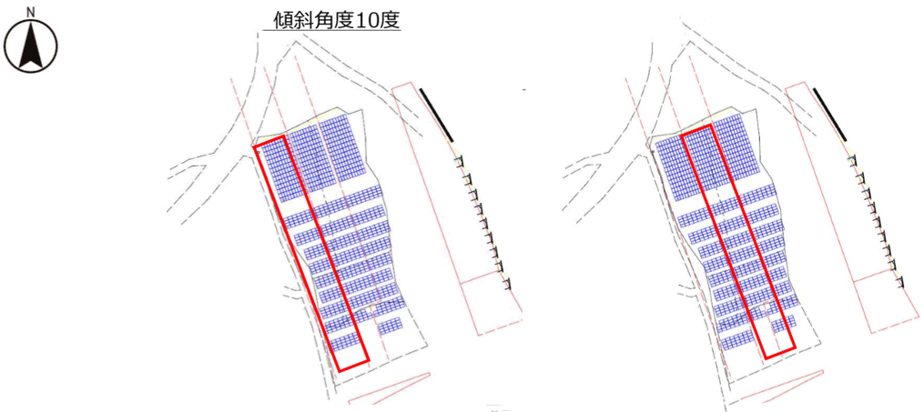 【21円】過積載94.38kW 初年度メンテナンス費無料 年収入約205万円 奈良県奈良市茶畑西 パネルレイアウト