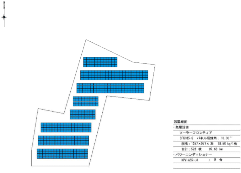 【14円】低圧55.5kW　ローン可能　人気のプチ案件　千葉県君津市14　パネルレイアウト
