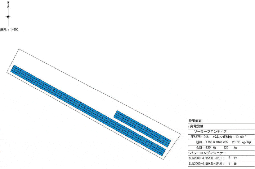 【12円】過積載120kW 限定一区画 シェアリング案件 三重県四日市市1035 パネルレイアウト