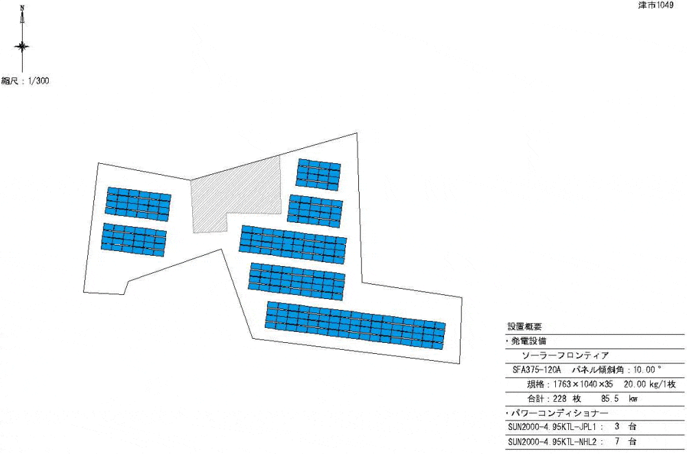 【12円】過積載85.5kW 限定一区画 シェアリング案件 三重県津市1049 パネルレイアウト