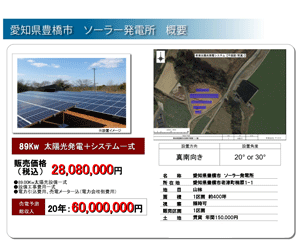 愛知県豊橋市 60kW土地付き分譲太陽光発電物件